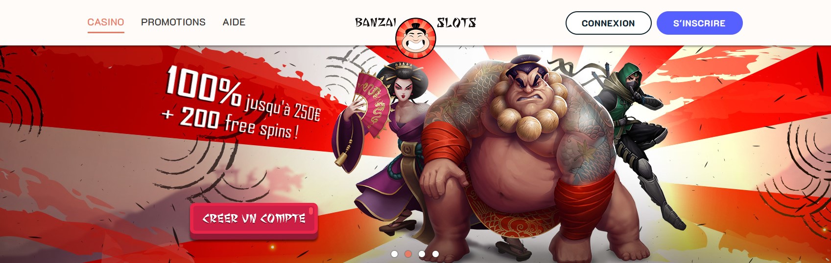 Bannière du site Banzai Slots
